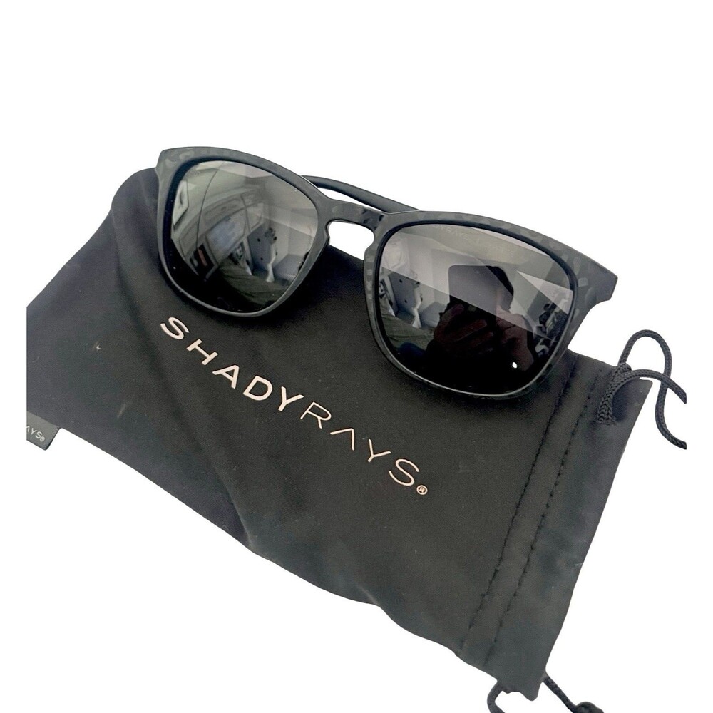 Shady Rays Cypress Polarized Sunglasses Black Camo Smoke Lenses w/ Pouch